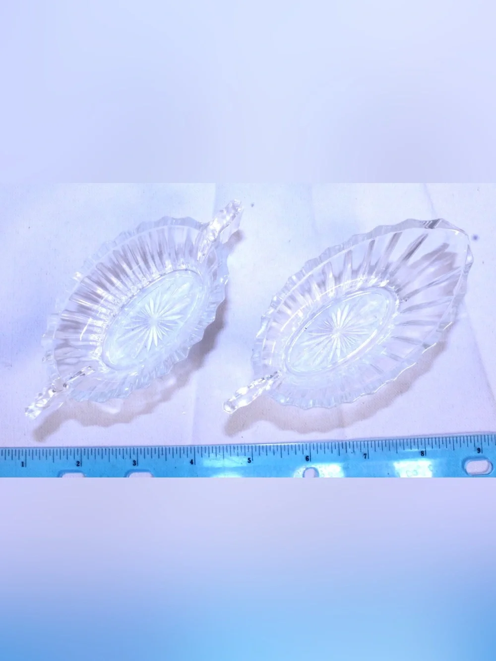 Vintage Heisey Ridgeleigh Clear Glass Mini Sugar & Creamer Set Art Deco Ribbed